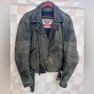 FirstGear Hein Gericke Motorcycle Biker Leather Jacket Mens Med